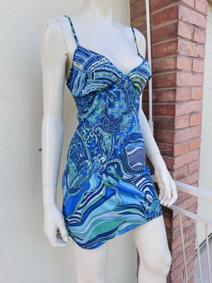 blumarine floral embroidery mini dress - blue Arlowe Blue Floral Mini Dress - US 14 main image 0