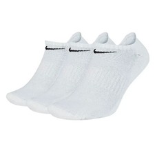 Mens Size L 8-12 Nike Everyday Cushioned No Show Socks 3 Pairs White Cotton NWT