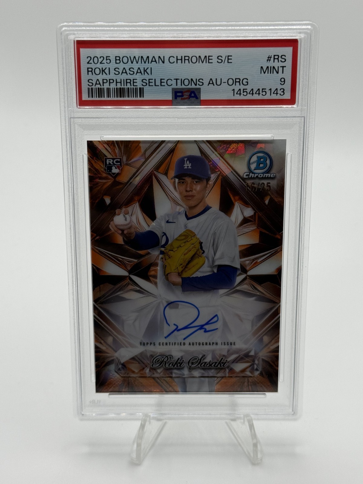 2025 Bowman Chrome Sapphire - Sapphire Selections Auto Roki Sasaki Orange /25