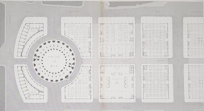 Halles Centrales Paris Plate IX X c1850 Double Elephant Floor Plan Folio