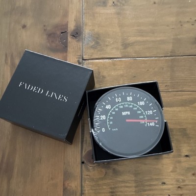 Faded Lines Speedometer Automotive Black Round Coaster Set FL-CS-105
