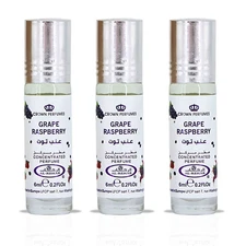 Grape Raspberry Perfume Oil CPO 6ml (0.2 oz) by Al Rehab (Pack of 3)