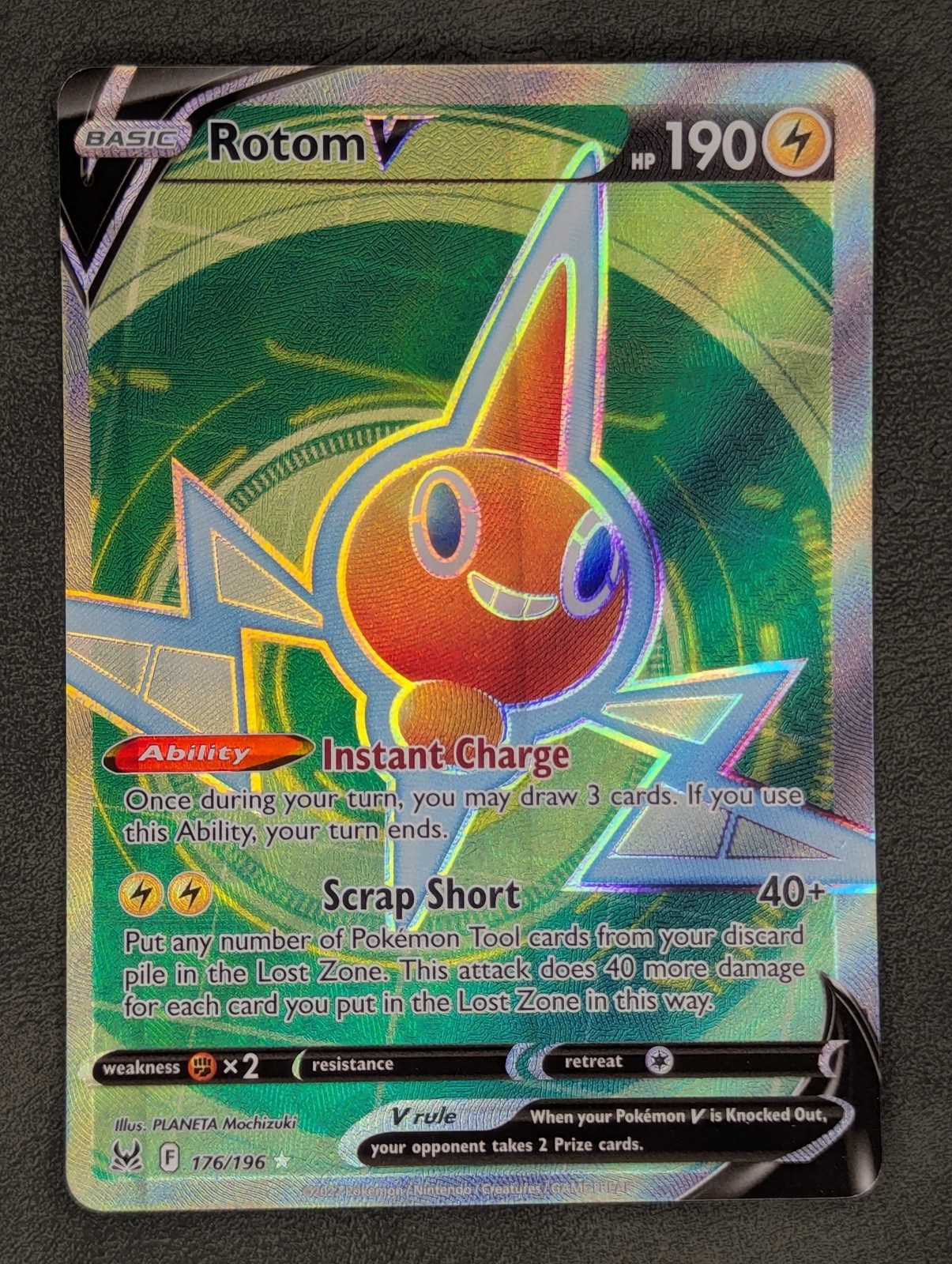 Rotom V (Full Art) 176/196 Pokémon TCG Ultra Rare SWSH11: Lost Origin Near Mint