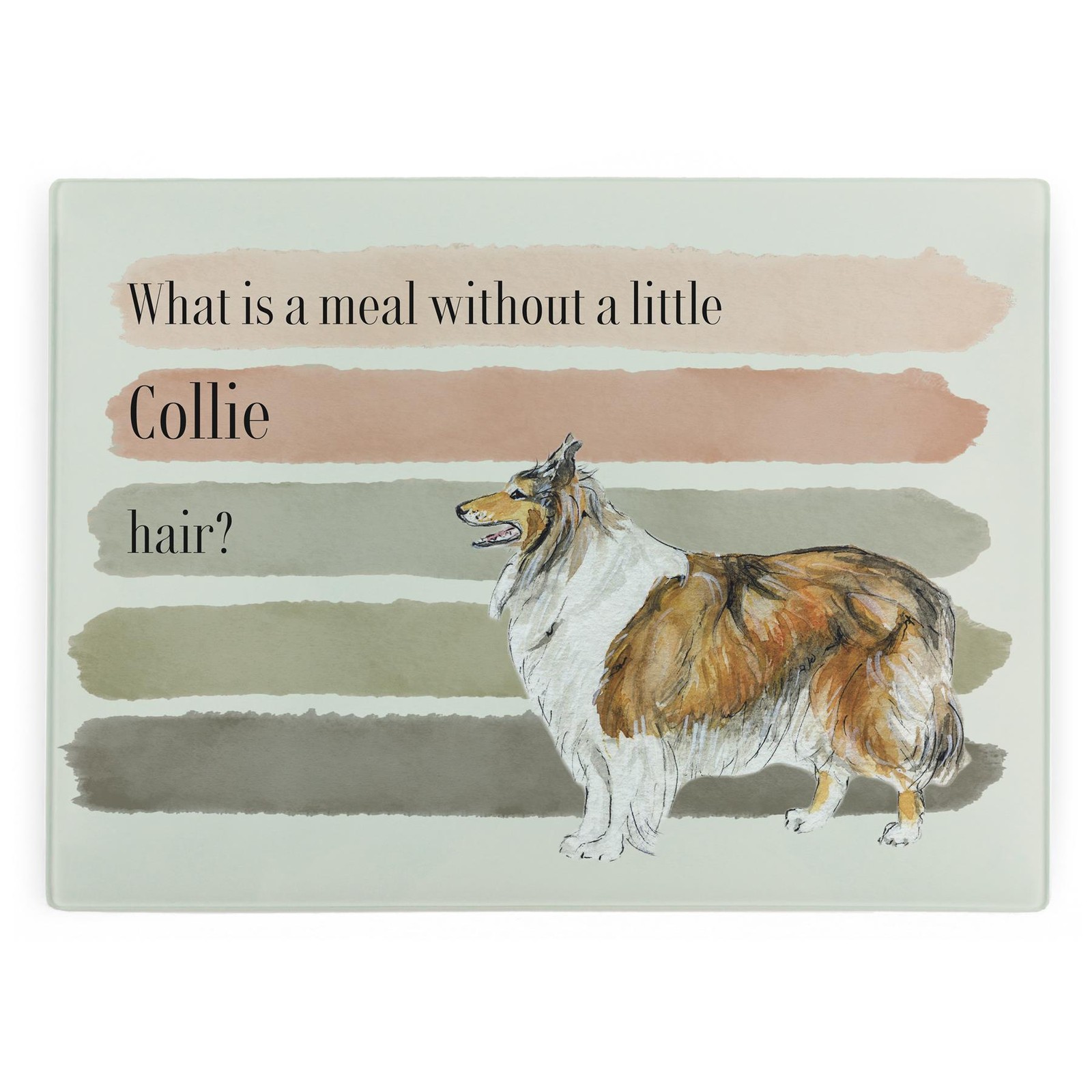 Funny Dog Themed Kitchen Gifts - Rough Collie Large Glass Worktop Protector