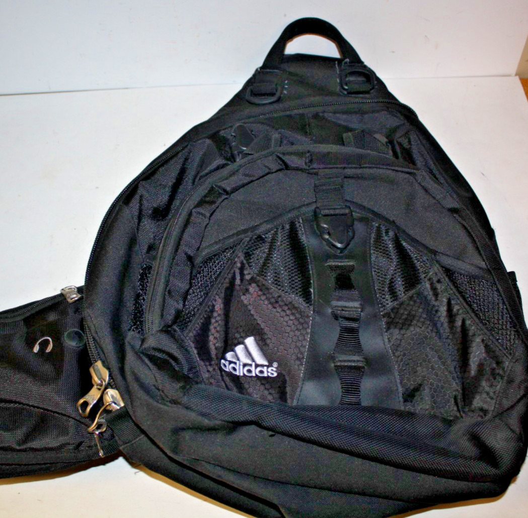 Adidas Sling Backpack-Black-Men&rsquo;s-One Shoulder Strap-School-Collegiate-Sporty