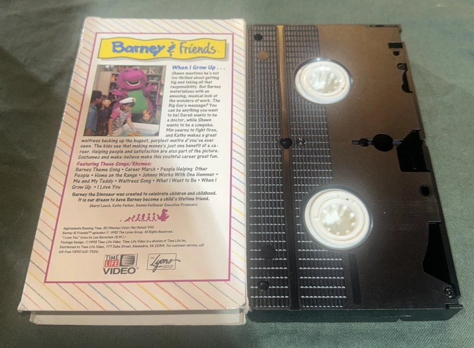 Barney & Friends VHS When I Grow Up VHS 1993 Tape Time Life Video Dinosaur Rare Foto 3 de 4