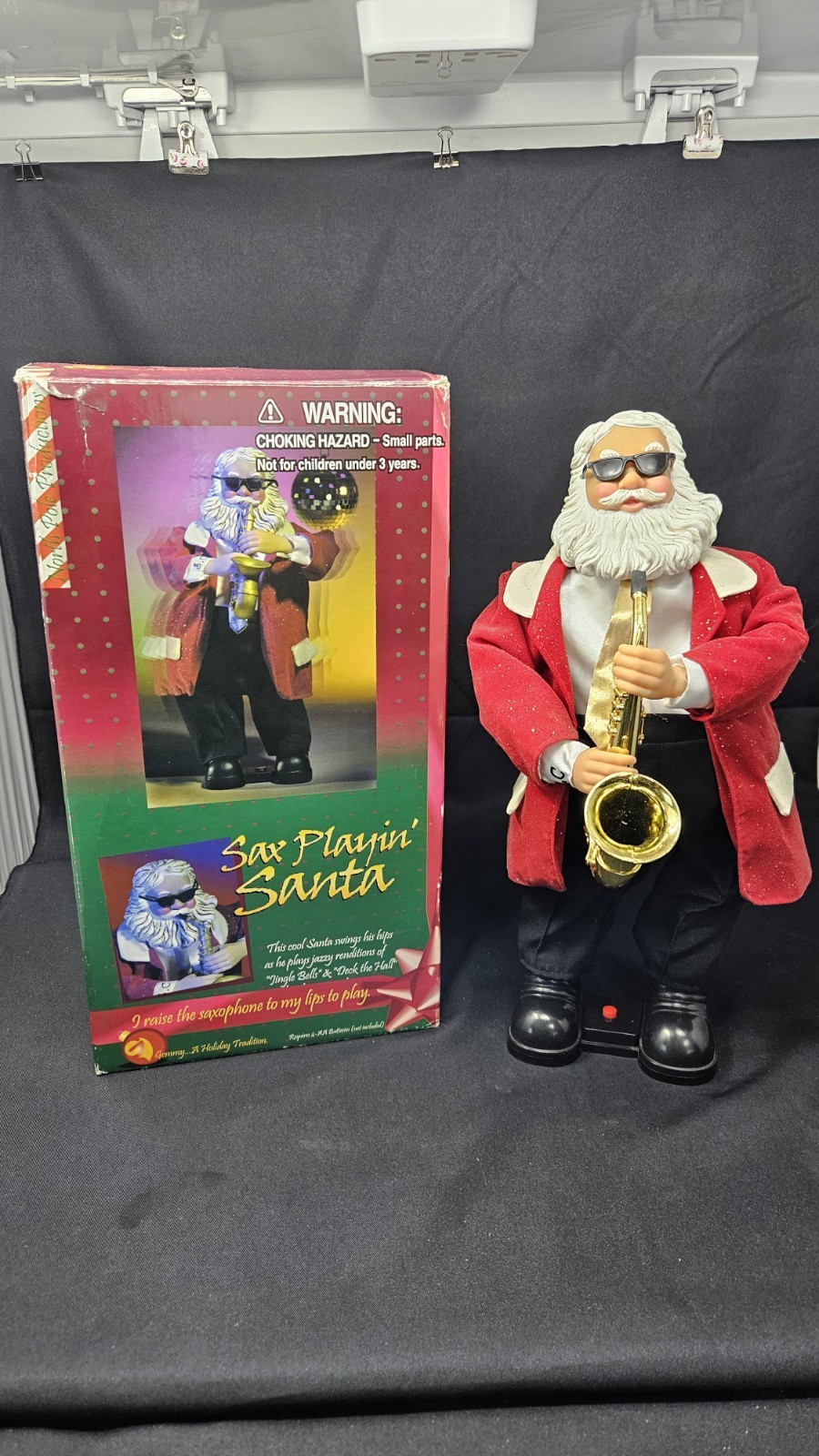 Gemmy Sax Playing Santa Claus Animated Jazz Music Christmas Vintage 15" /w Box