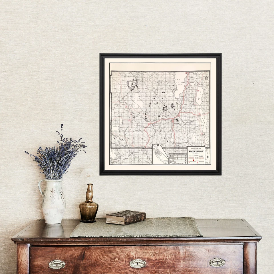 Old Map of Modoc County, CA 1935 - Vintage California Art - Image 4 of 4