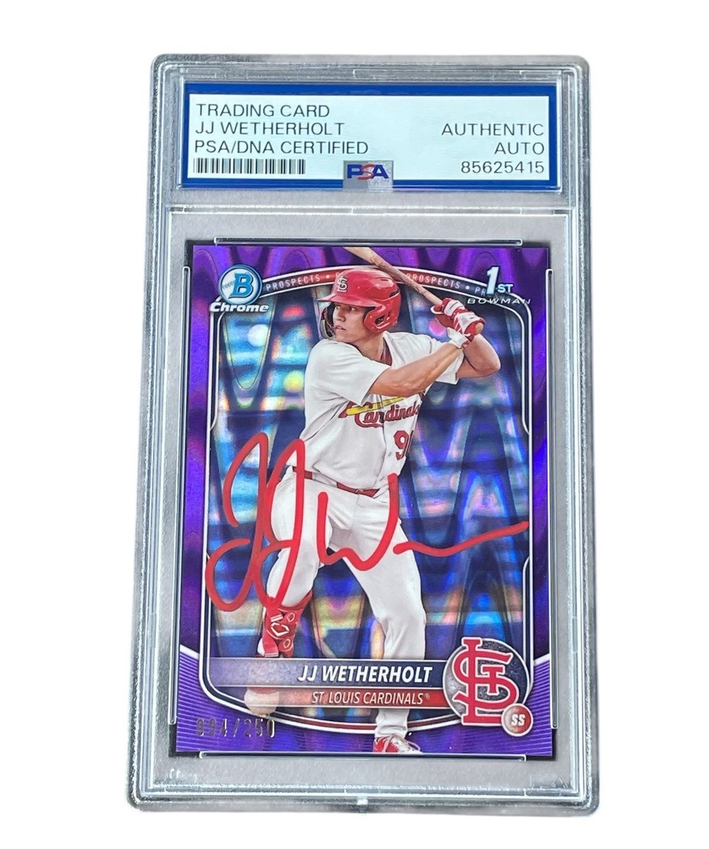 JJ Wetherholt Signed Card 1st Bowman Chrome Purple /250 Auto PSA
