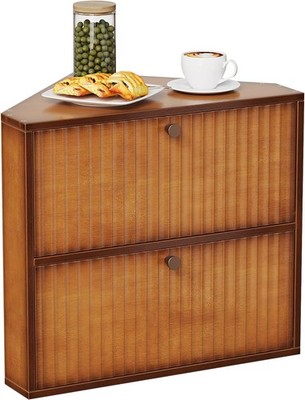 Corner Bread Box for Kitchen Countertop Bamboo Two Layer Large Capacity Bread