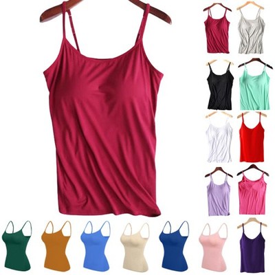 Sexy Damen Oberteile einfarbig gepolsterter BH, Spaghetti-Unterhemd, Damen-Weste