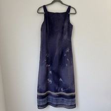 Vintage Helene Blake Dress Womens 7 / 8 Purple Floral Crinkle Texture Midi Fairy