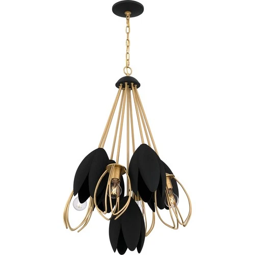 Brushed Weathered Brass Four Light Pendant from the Quoizel Pendant Collection - Picture 4 of 6