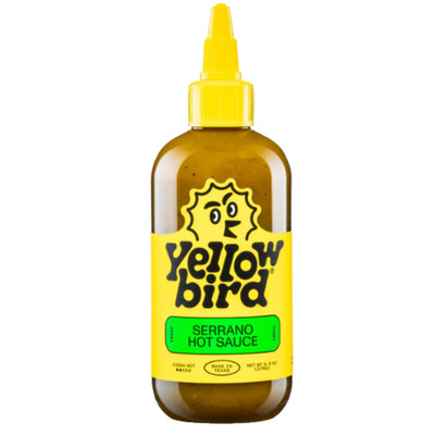 Yellowbird Serrano Hot Sauce 9.8 oz Green Serrano Condiment Texas Made