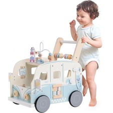 Wooden Baby Walker, Baby Push Walker, Baby Activity Center Toys, Ajustable Sp...