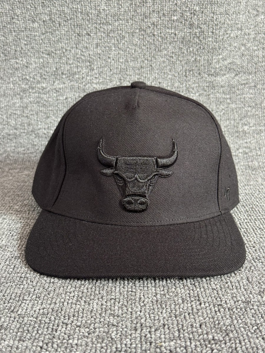 '47 Brand Chicago Bulls Flat Brim Strapback Black OSFA NBA Hat