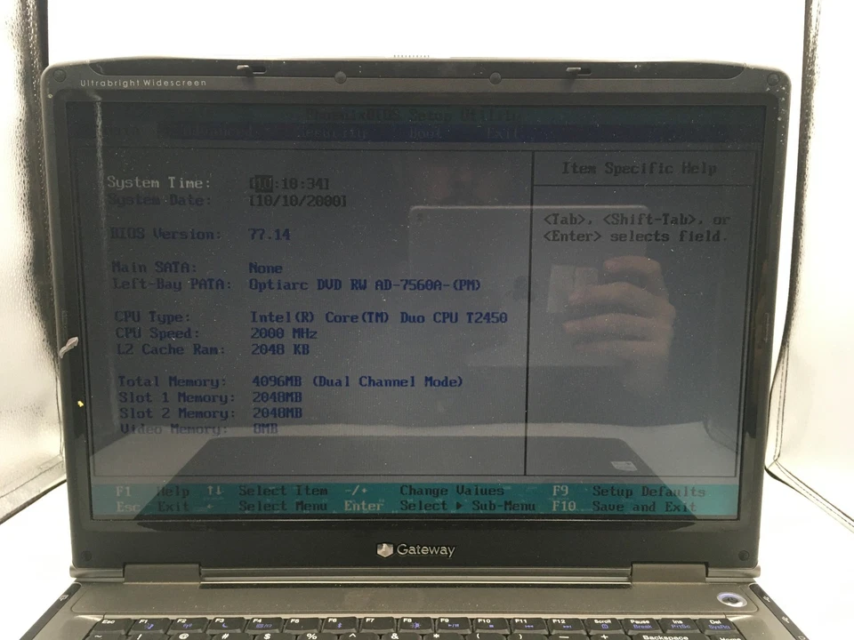 GATEWAY MA7 MT6840 - BOOTS TO BIOS - INTEL T2450 - 4GB RAM - 15" - READ DESC -BB - Image 2 of 4