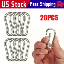20Pcs Aluminum Carabiner D Shape Buckle Pack Spring Snap Keychain Clip Hook