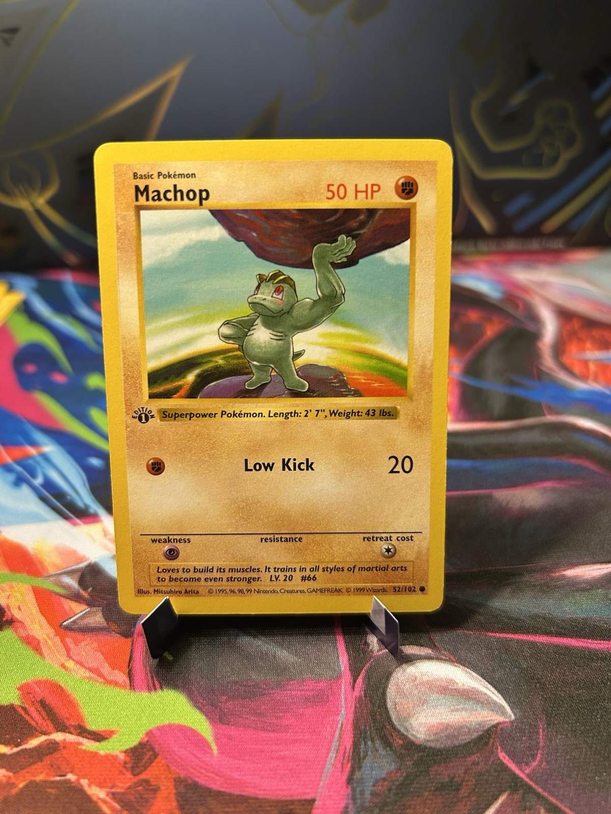 Machop 1st Edition Shadowless 1999 Pokemon Card Base Set 52/102 LP