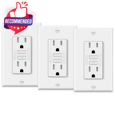 15 Amp GFCI Tamper Resistant Double Insulated Non-Metal Outlet Pack White 3