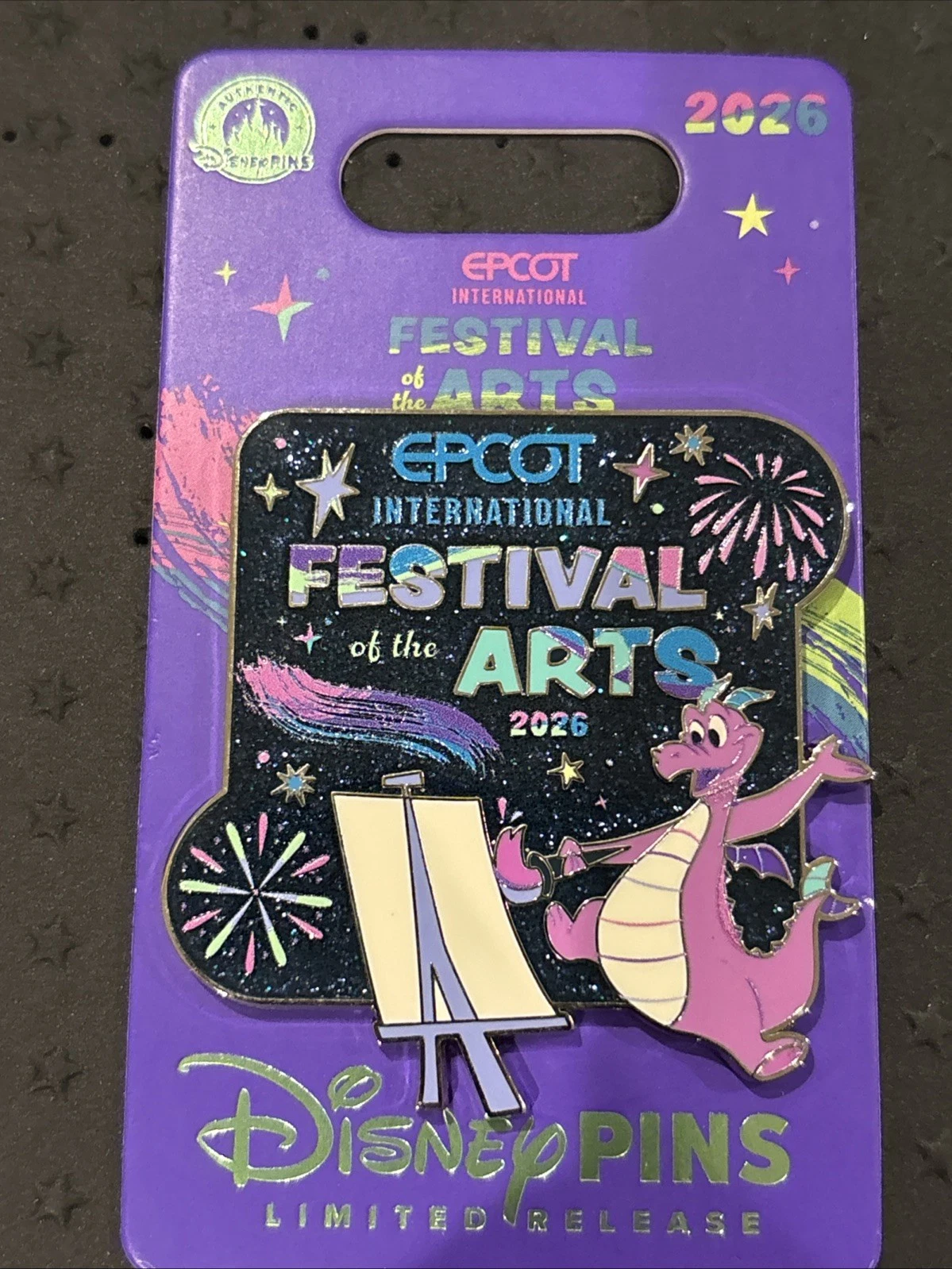 2026 Disney Parks Epcot Festival Of The Arts Logo Figment Pin Limited Release