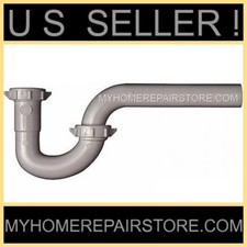FREE S H WHITE "P" TRAP FOR KITCHEN SINK DRAIN 1 1/2 " - PLASTIC W/ FERRULES