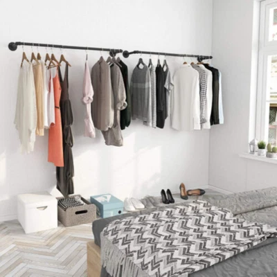 UNHO Set 2 Appendiabiti in Acciaio Appendiabiti Pesante Montaggio a Parete Nero