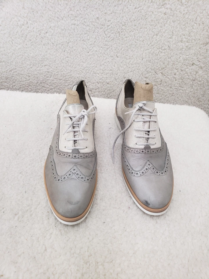 Geox D Janalee Women Oxford 40 Beige Leather Lace Up Comfort Flat Shoes US9 - Image 2 of 4