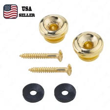 Set of 2 Gold Guitar Strap Locks End Pins Button Pegs for Guitar Bass Ukulele