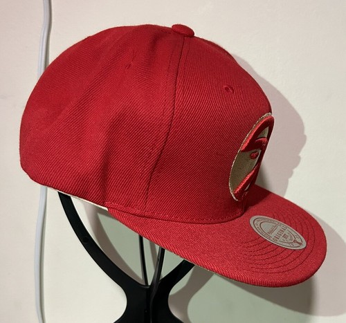 Atlanta Hawks Mitchell & Ness Hardwood Classics Snapback Red Hat Embroidered New - Picture 6 of 8
