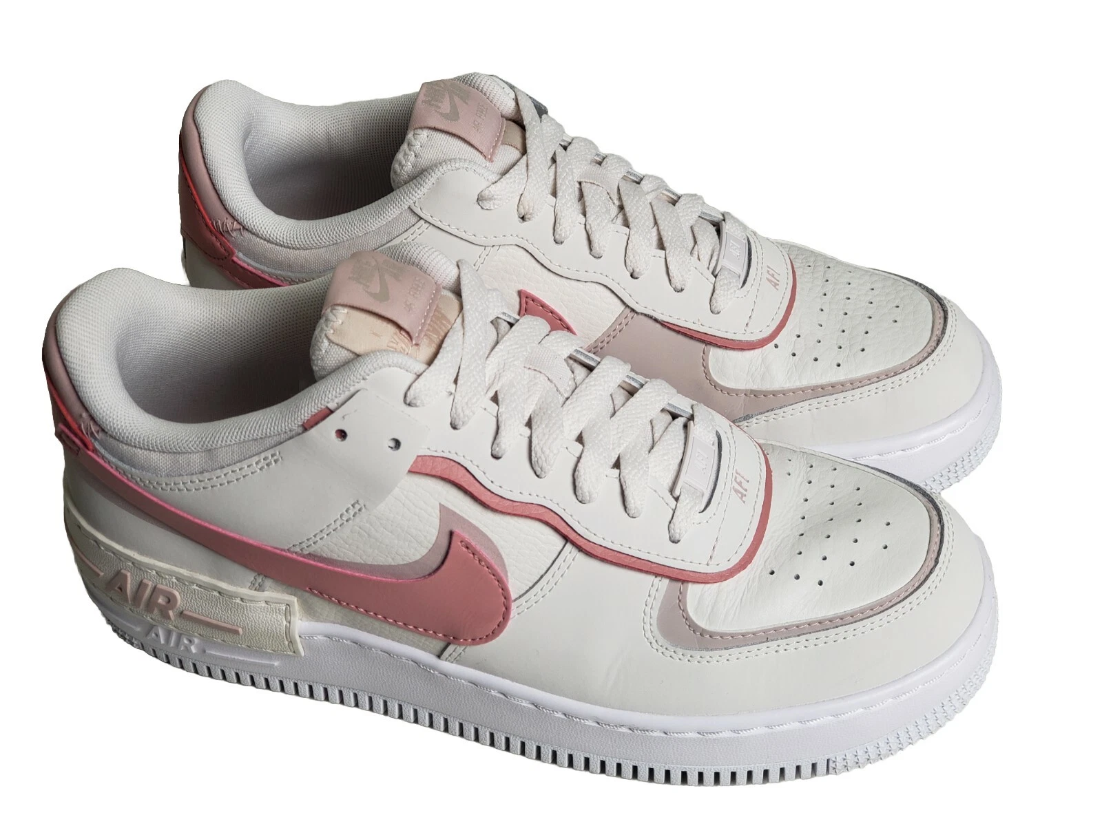 Nike donna Air Force 1 AF1 bianco ombra rosa fantasma polveroso taglia 10 5 Dz1847 001