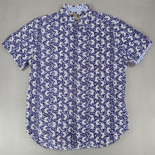 Robert Graham Short Sleeve Flip Cuff Floral Print Button Up Shirt Size L Classic