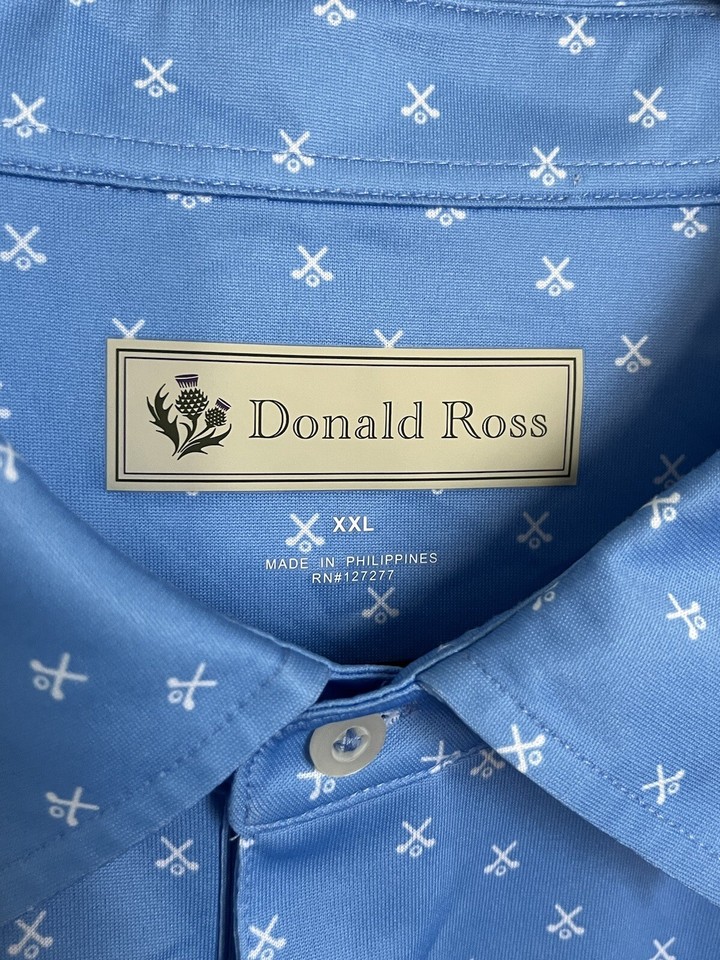 Donald Ross Golf Polo Shirt Mens XXL Blue Crossing Clubs Performance