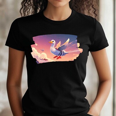 Frauen T-Shirt Gans als Astronaut Motiv Baumwolle Größe S bis 3XL