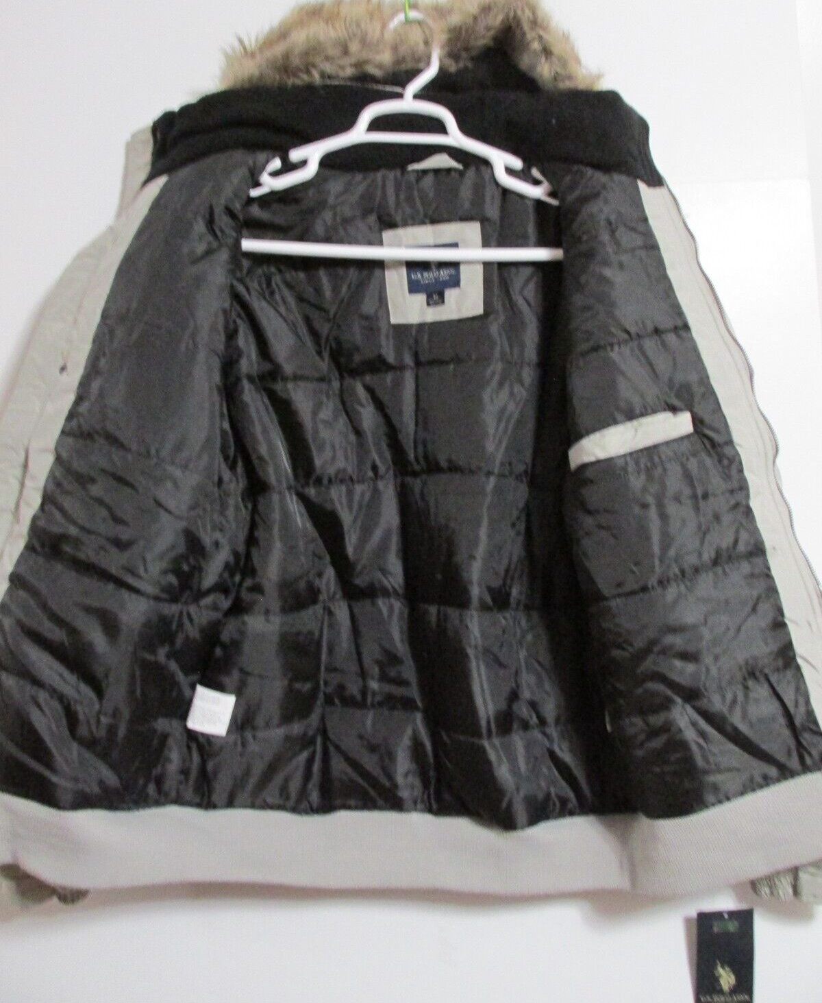 Men's U.S. Polo Assn Hooded Parka Winter Coat Light Gray Size Medium image 6