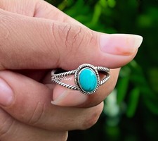 Turquoise Gemstone Ring, 925 Sterling Silver Handmade Ring, Gift For Her
