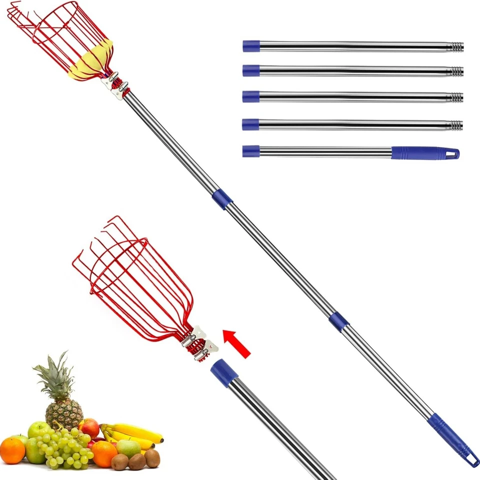 2.4/3.2/4M Telescoping Fruit Picker Long Handle Pole Fruit Picking Tool Picker s - image 4 of 4