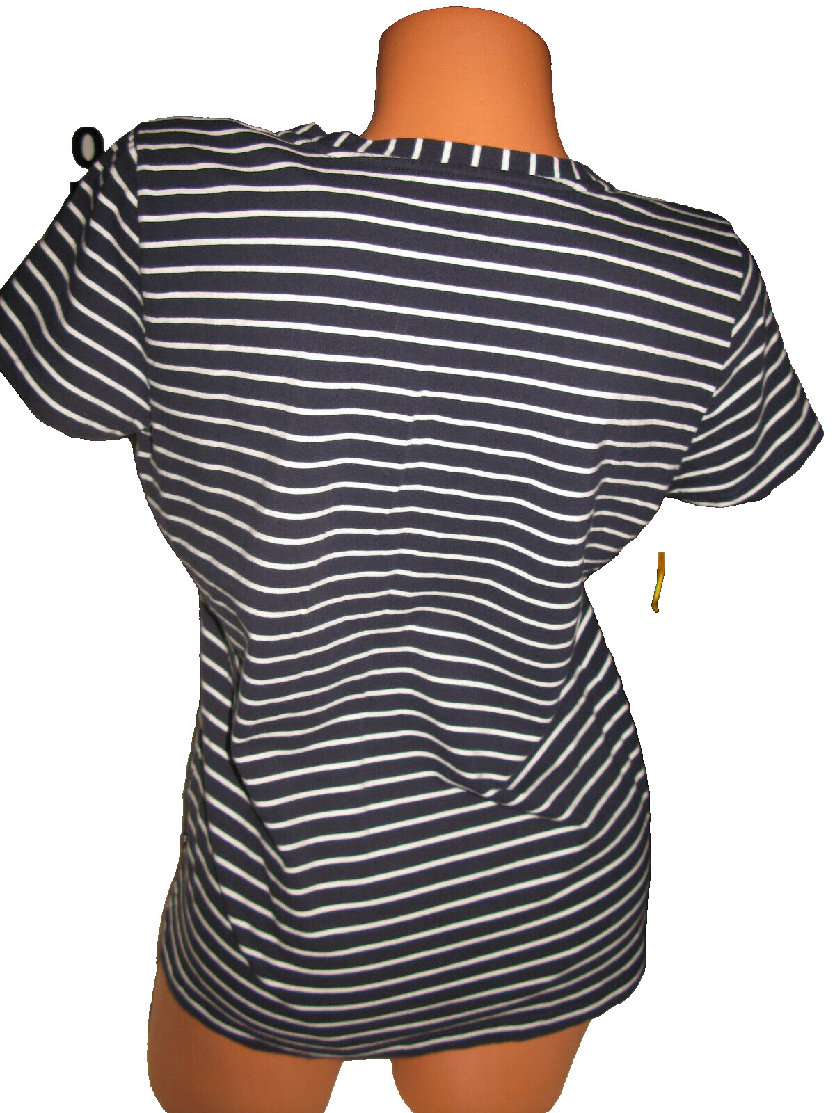 Nautica Shirt Women Large Blue White Striped V Neck Shirt  40'' BUST