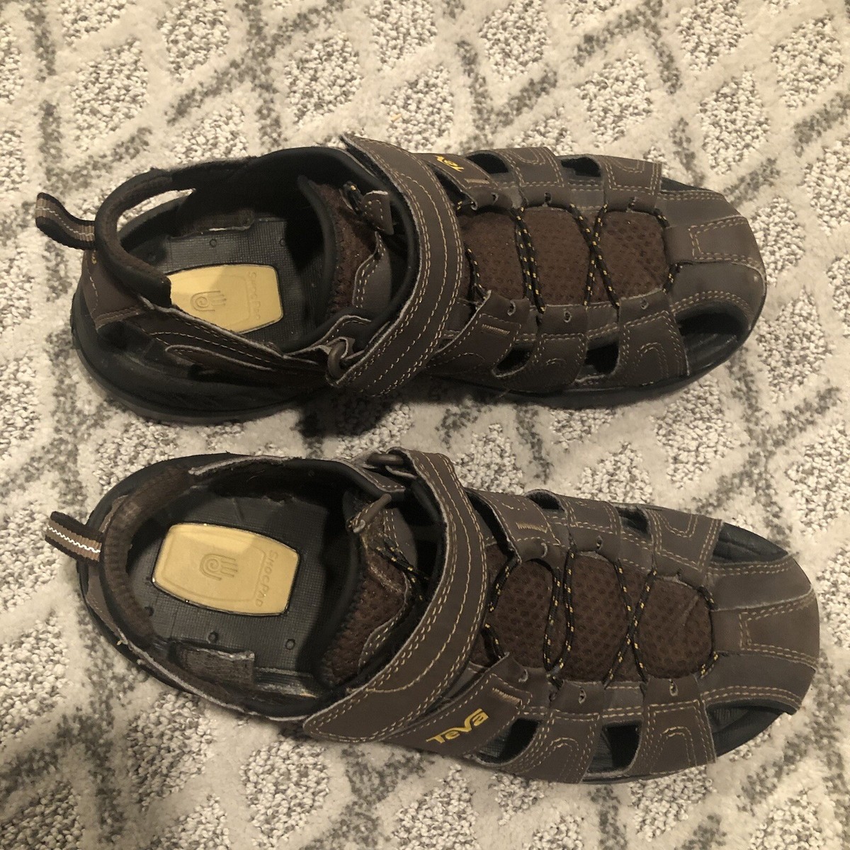 Teva Shoc Pad Hiking Sandals Mens Size 9 Preowned Good Brown 