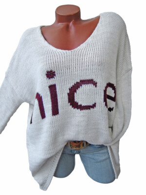 Schöner weicher Oversize Pullover Long Pulli NICE 36 38 40 42 beige weinrot