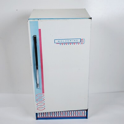 VINTAGE WOLVERINE TIN FRIDGE TOY REFRIGERATOR LITHOGRAPH LITTLE BO PEP BLUE PINK