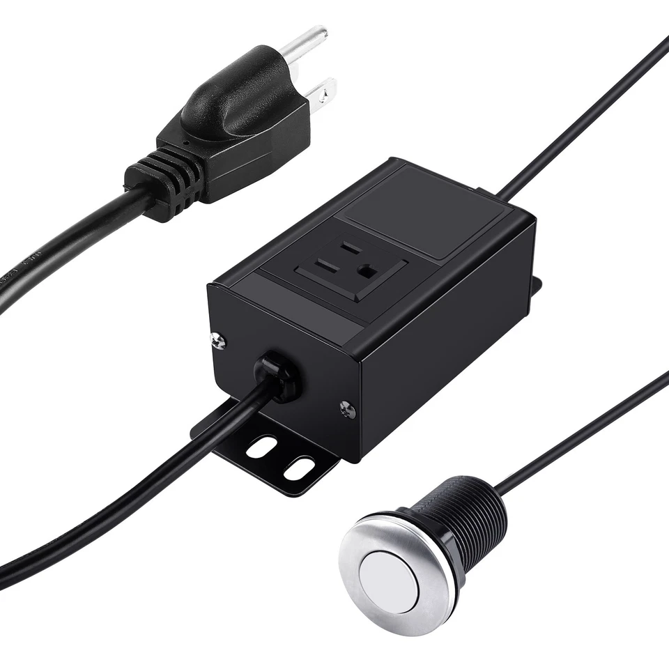 Garbage Disposal Air Switch Kit with Power Cord Kit Sink Top Waste Disposer - Image 2 of 4