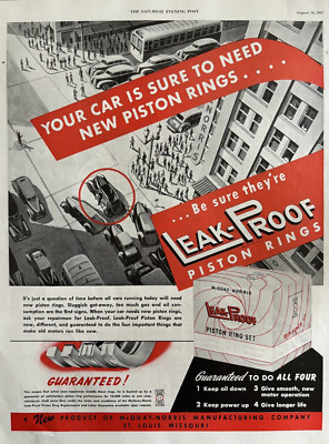 Leak Proof Piston Rings Mcquay-Norris Guaranteed Keep Down Vintage Print A 1947
