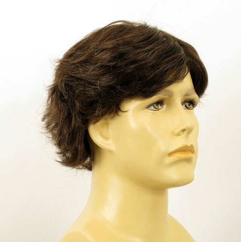 parrucca uomo capelli naturali castano con capelli bianchi ref REMY 6SPW - Picture 8 of 8