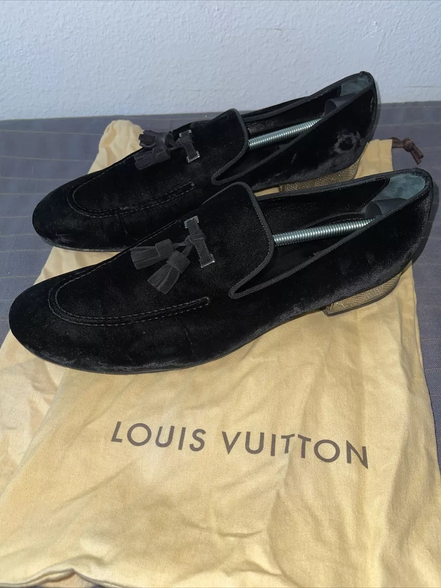 Louis Vuitton Black Suede Slippers Mens Shoes UK-12US | eBay