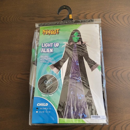 Spirit Halloween Light Up Alien Costume Youth SM/MED 8-10 Years MISSING MASK
