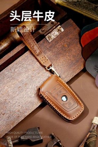 Real Genuine Leather Key Cover Car Key Fob Bag Case Keychain Keyring L for BMW - Picture 14 of 26