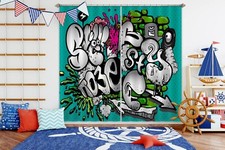 3D Alphabet Graffiti ZHUA852 Photo Curtain Window Blockout Fabric Amy 2023