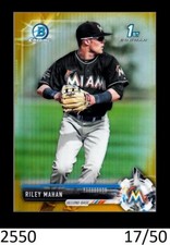 1-2017 BOWMAN CHROME DRAFT GOLD REFRACTOR RILEY MAHAN MARLINS 17/50