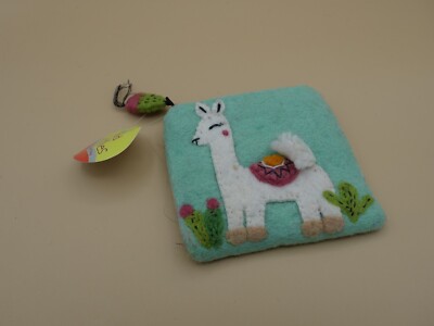 NWT Wild Woolies Handmade Embroidered Wool Nepal Wallet Coin Purse Bag Llama